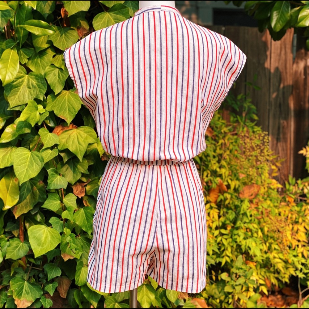 SOLD 1980s Red White & Blue Cap Sleeve Romper - Picture 5 of 9